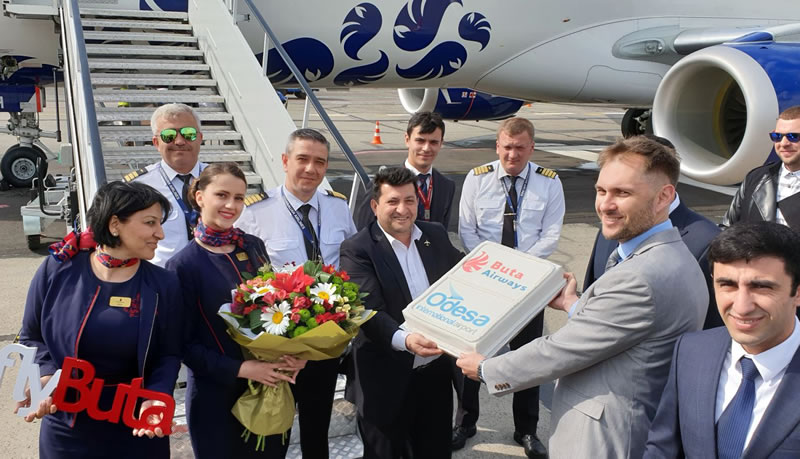 Одесский аэропорт встретил первый рейс из Баку азербайджанской авиакомпании Buta Airways