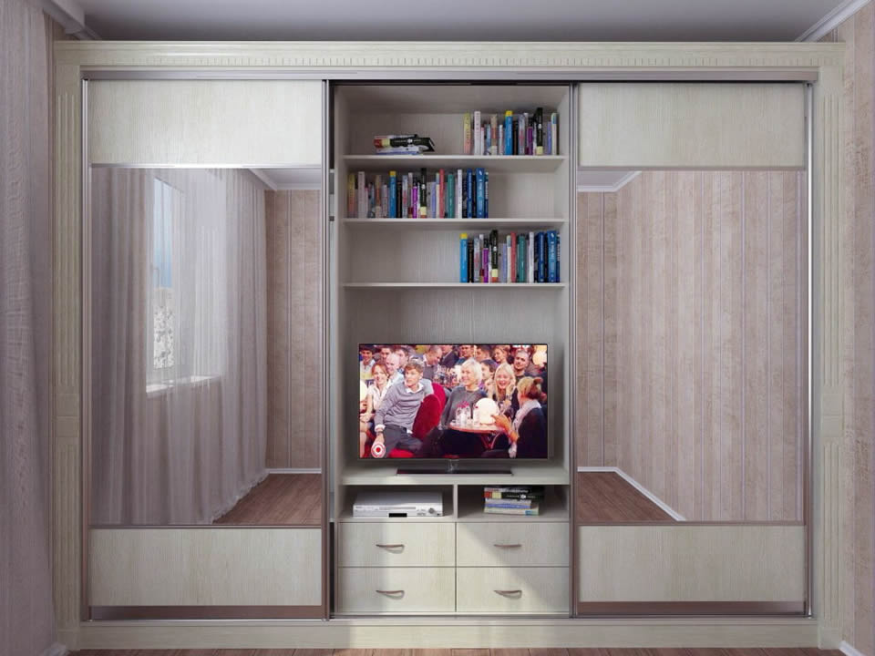 Шкафы купе с нишей под телевизор: дань моде или объективная необходимость
